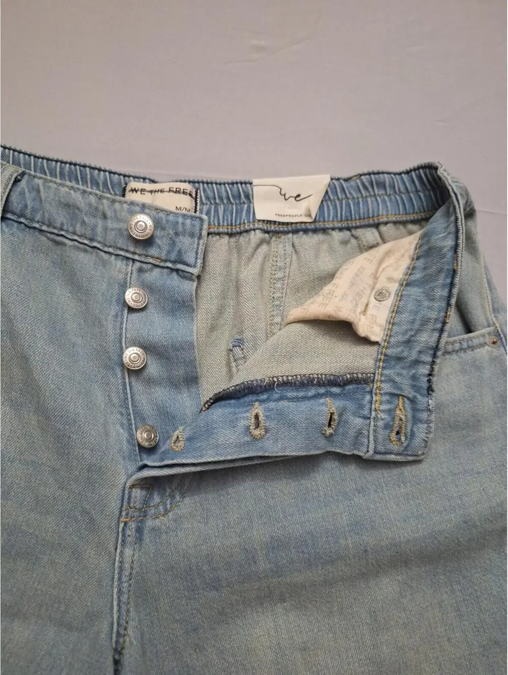 We The Free Curvy Back To Basics Light Blue Long Denim Shorts
